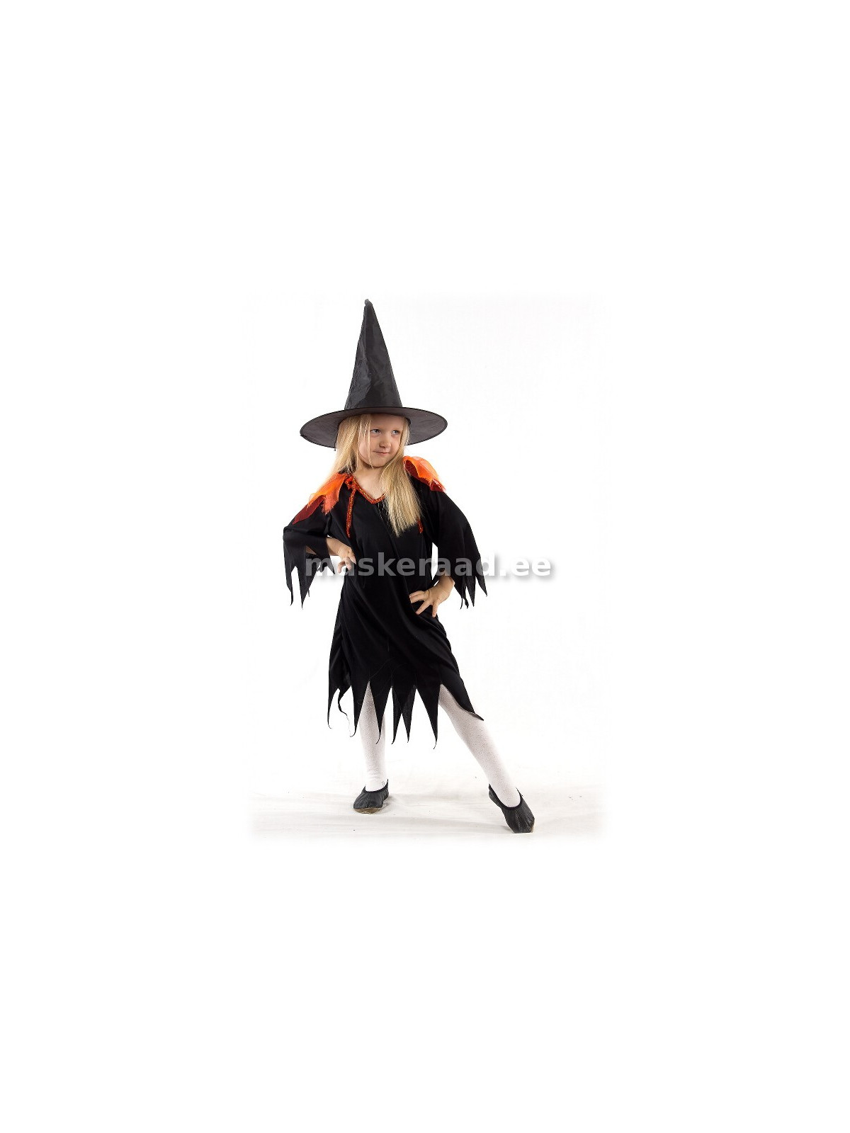 Halloween-võlurnõid in black with a red collar and nõiapildiga ...
