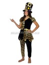 Harlequin black-kuldseruudulises costume
