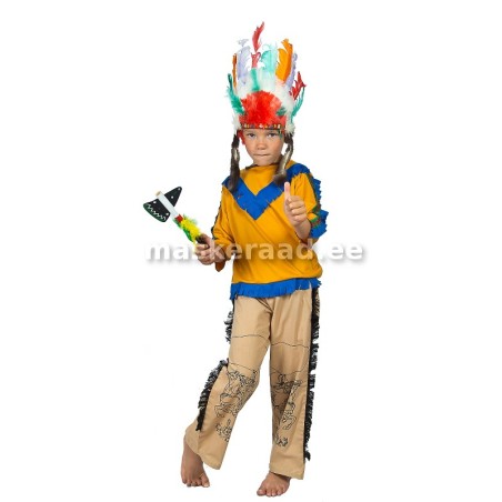 Indiaani poiss siniste narmastega pluusis