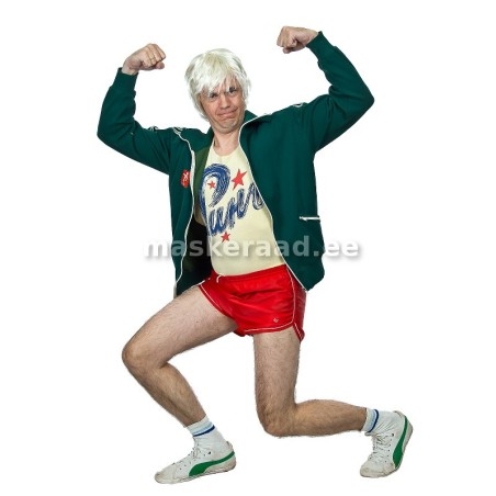 80-90ndate mees punastes spordipükstes