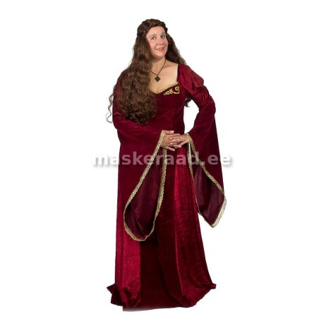.Keskaegne lossidaam tumepunases sametkleidis