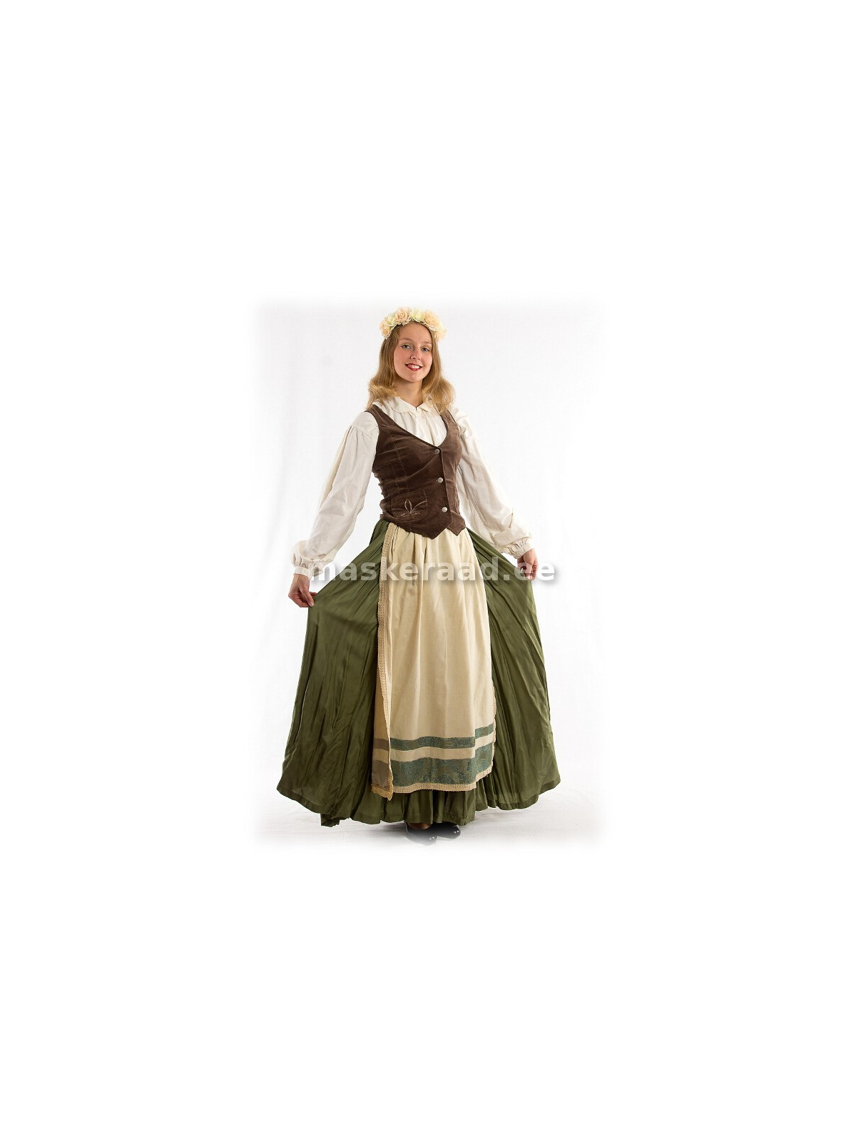 .Keskaegne talutüdruk roheka seelikuga