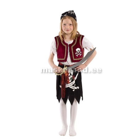 Piraadineiu piraadi pildi ja roosaka vestiga kleidis