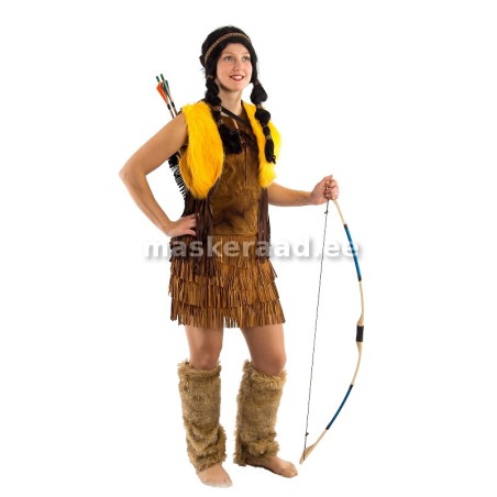 American Indian girl with yellow fur jacket