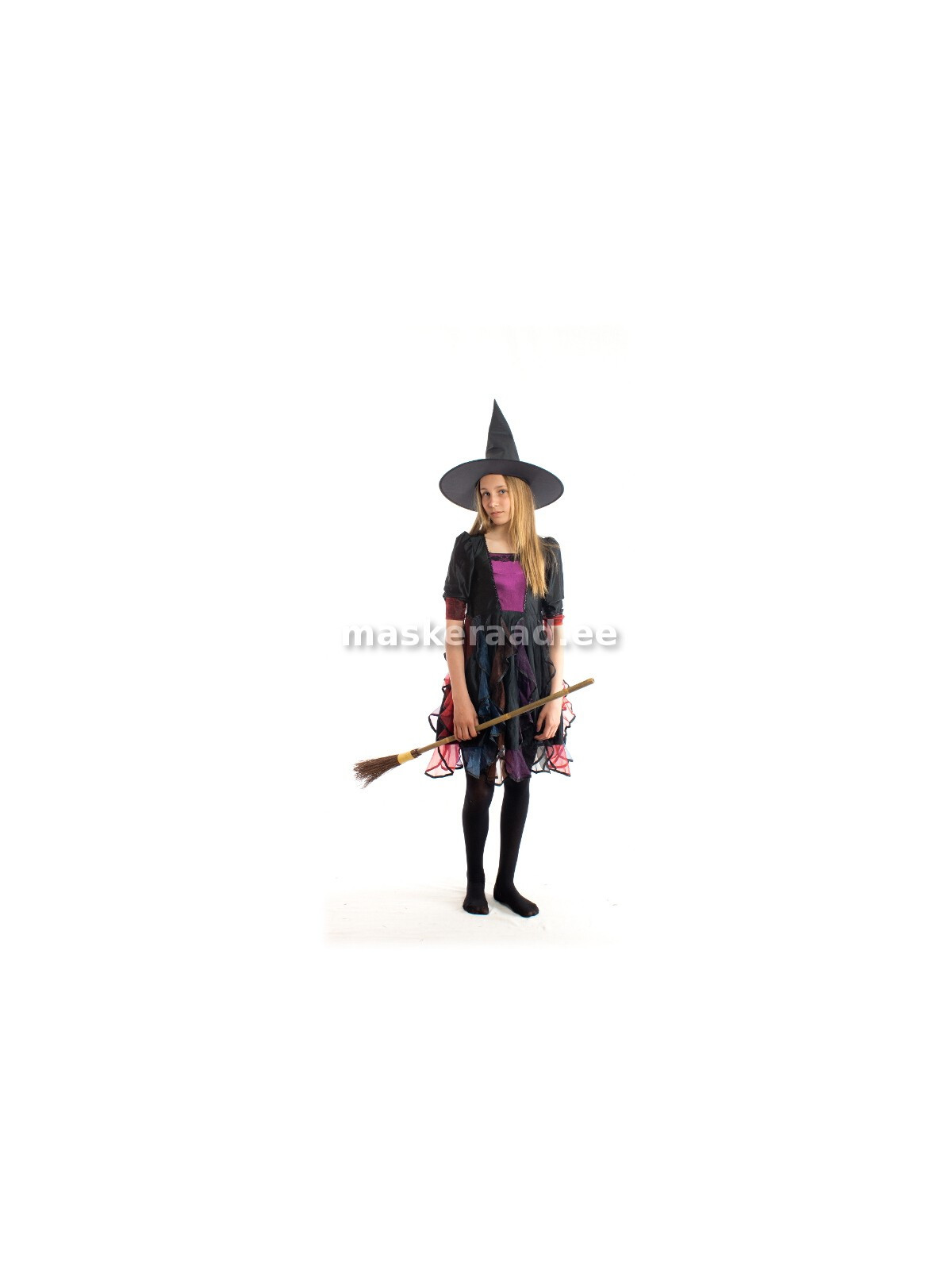 Halloween, väike nõid lillakalt helkivate volangidega