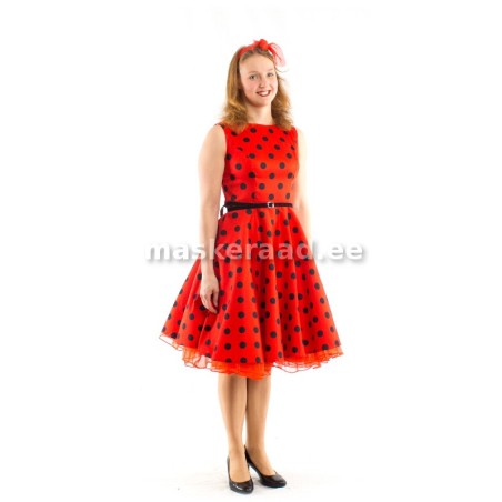 50 -ndad erkpunane täpiline kleit