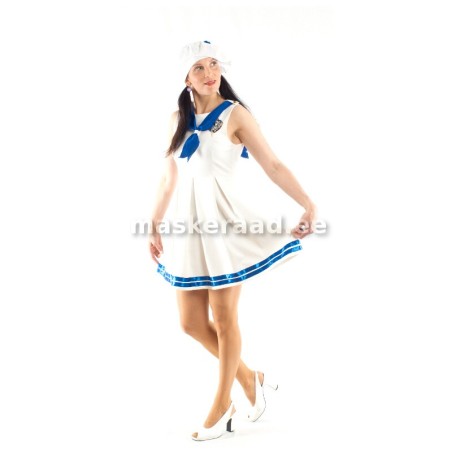 Madruseneiu valges siniste triipudega kleidis