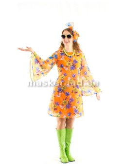 70-ndad säravoranž lillekleit