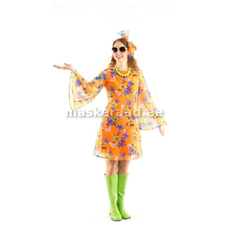 70-ndad säravoranž lillekleit