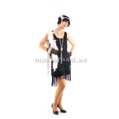 20 -30-ndad litrite ja läikivmustade narmastega väike kleit