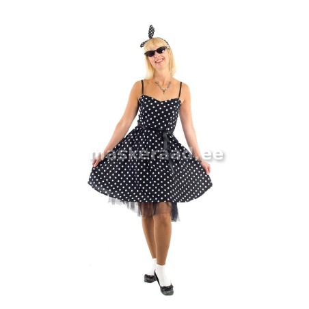 50 -ndad must peenetäpiline õlapaeltega kleit