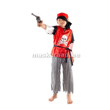 Piraat luukere pildiga punases pluusis