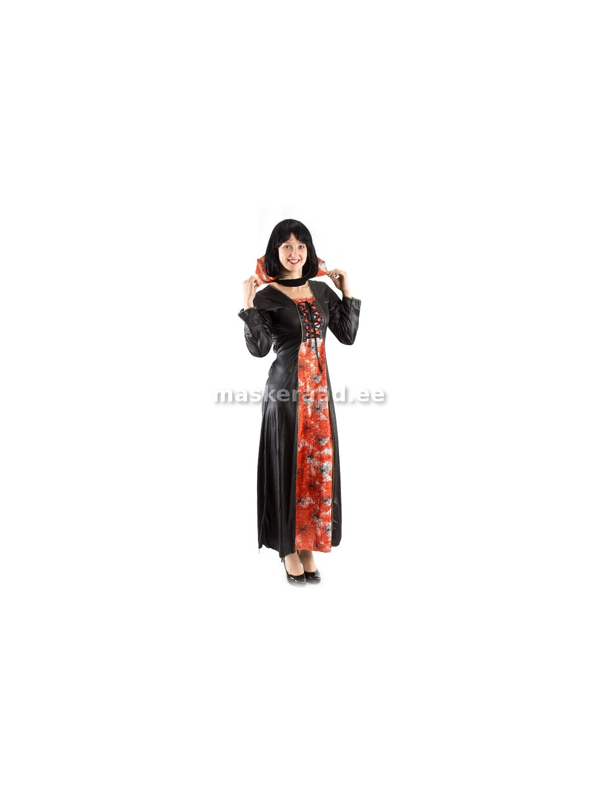 Halloween, väike nõid oranzi esiosaga kleidis