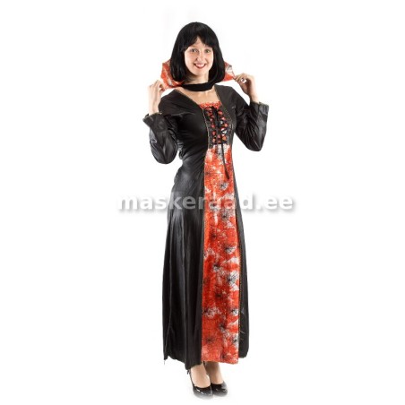 Halloween, väike nõid oranzi esiosaga kleidis