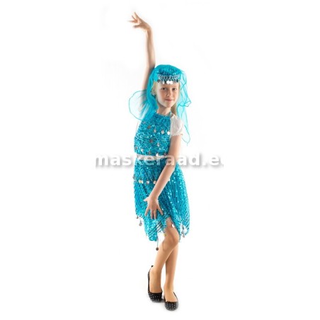 Araabia sinise seelikuga kõhutantsu kostüüm