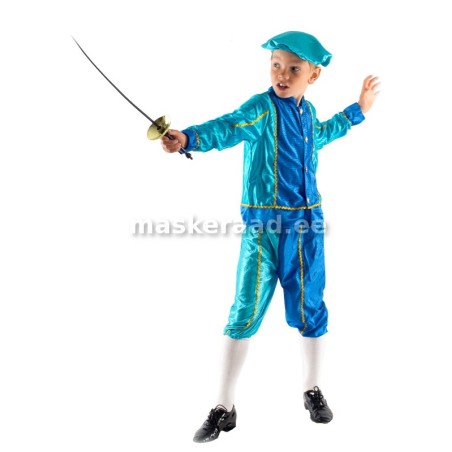 Prints sinises läikivas kostüümis