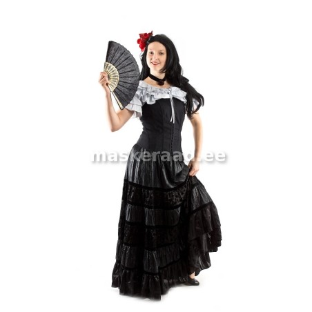 Hispaanlanna hallis volangidega siidpluusis