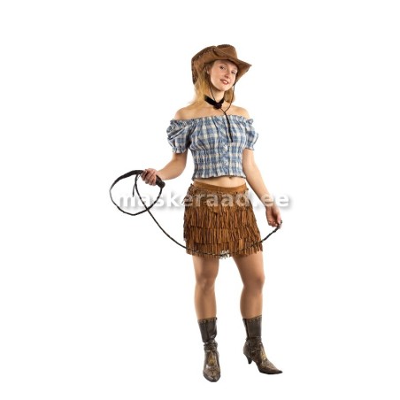 Kauboitüdruk narmalise nahkseelikuga