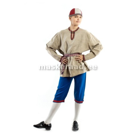 Rahvuslikus rõivas noormees koreda linase pluusiga