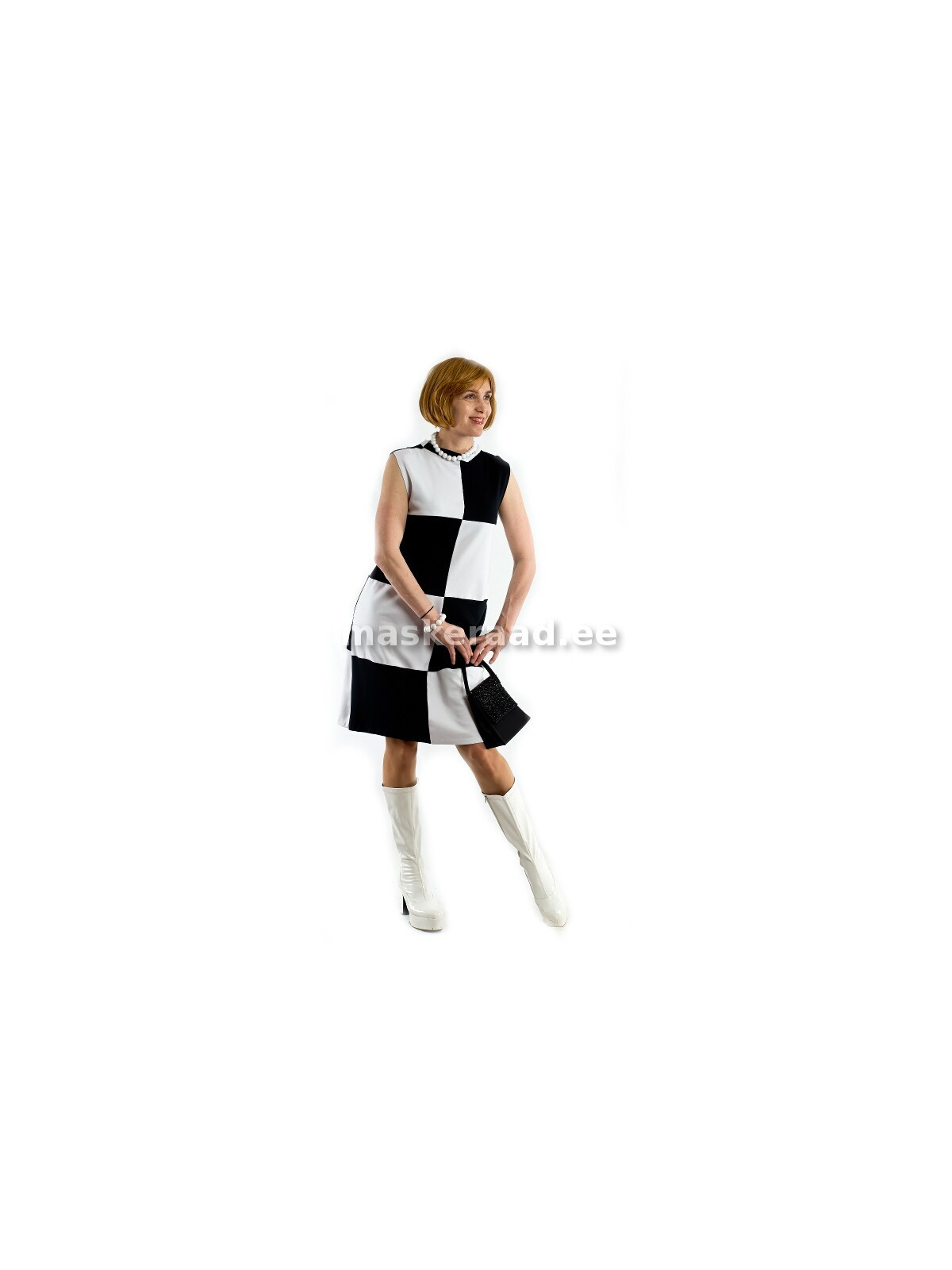 60-70-ndad mustvalgete ruutudega kleit 42