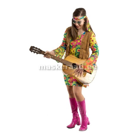 70-ndad hipi lillelise kleidi ja vestiga