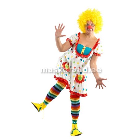 Kloun valges täpilises kleidis