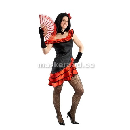 Hispaanlanna punasesatsilises flamenkokleidis