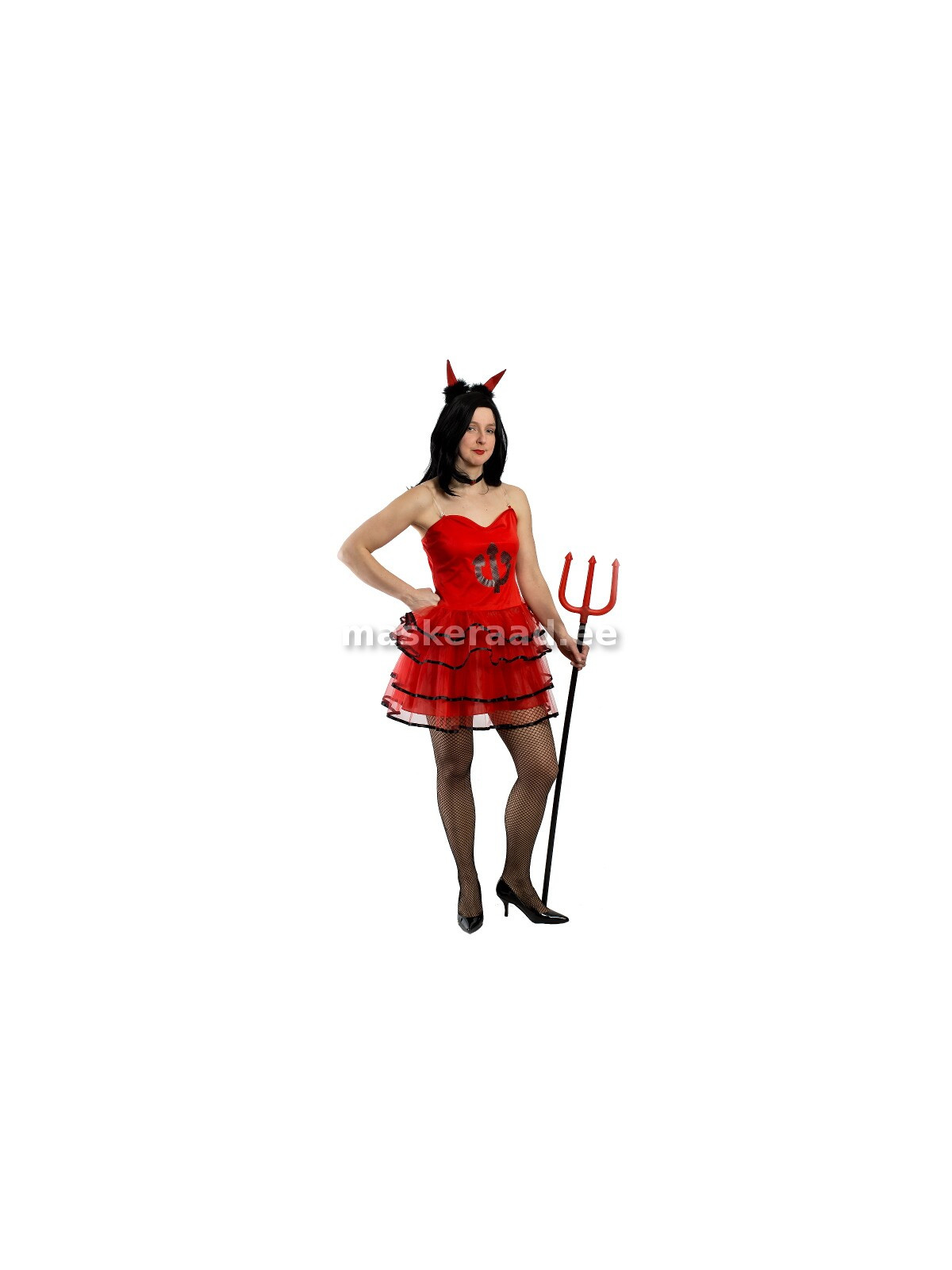 Halloweeni kuradike punases volangidega kleidis