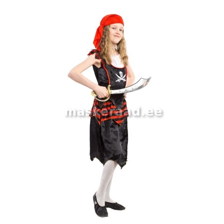 Piraadineiu mustas, piraadi pildiga atlaskostüümis