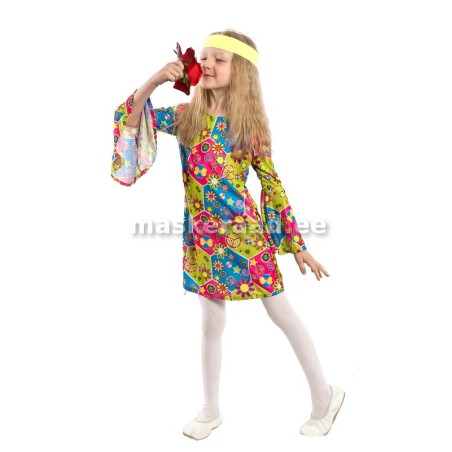 Hipitüdruk laiade varrukatega kirjus kleidis, laste