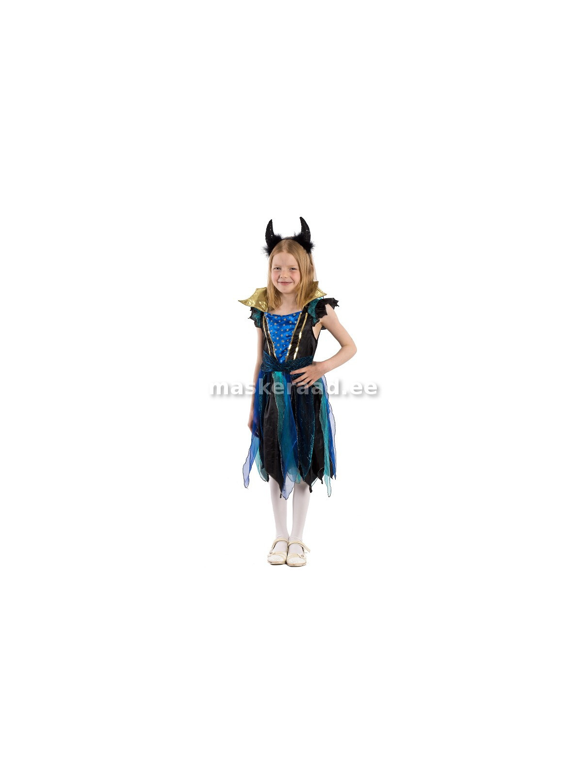 Halloweeni nõiakleit sinise ja kullaga