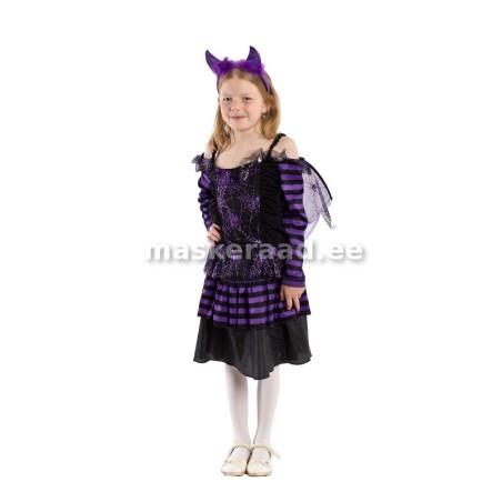 Halloweeni lillatriibuline nõiakleit ämblikuvõrgust tiibadega