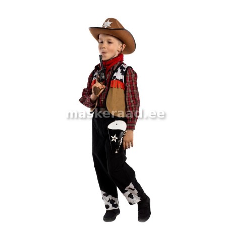 Kauboi mustvalge laiguga vesti ja pükstega