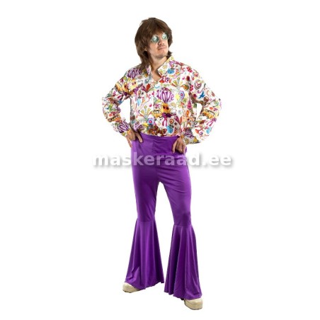 70-ndate mees kirju särgi ja lillade pükstega