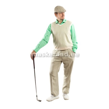 19-20saj, golfimängija beežiruudulises kootud vestis