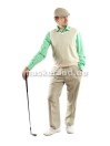 19-20saj, golfimängija beežiruudulises kootud vestis