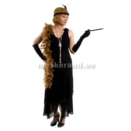 20 - 30-ndad pikk, must, litritega kaunistatud siidkleit