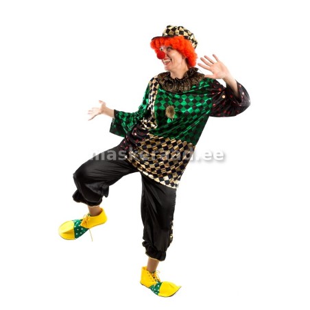 Kloun läikiva ruudulise pluusiga