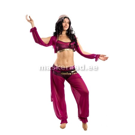 Araabia punakaslilla kõhutantsu kostüüm