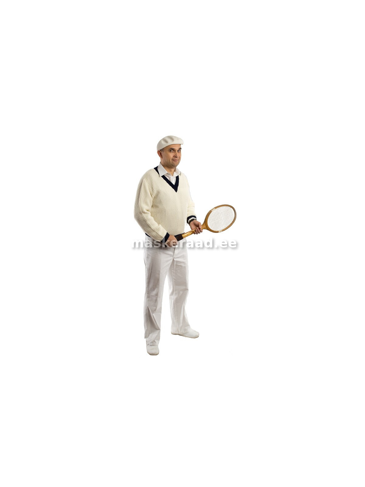 20 -30-ndad tennisemängija valge V-kaelusega kampsunis