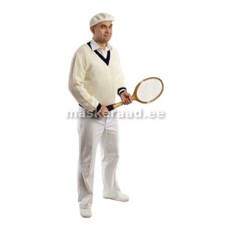 20 -30-ndad tennisemängija valge V-kaelusega kampsunis