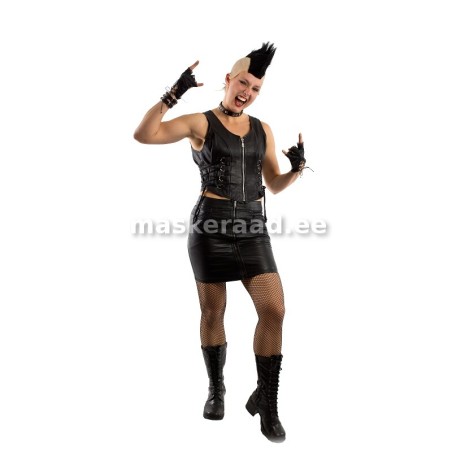 Rokkar, tüdruk nööritud nahkvestis lukuga