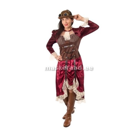 SteamPunk naiste kleit punase seelikuosaga