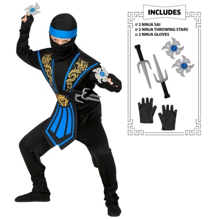 BLUE KOMBAT NINJA WITH WEAPONS (128 cm / 5-7 Years)