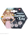 "EDELWEISS EARRINGS & RING WITH CLEAR & PINK STRASS"