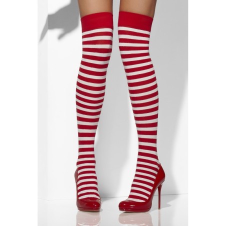 Opaque Hold-Ups Red & White Striped