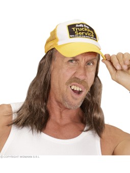 "TRUCKER HAT WITH HAIR"