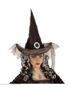 "BLACK WITCH HAT WITH TULLE"
