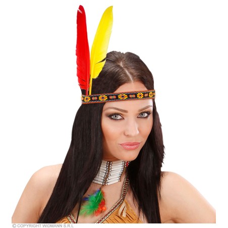 "NATIVE INDIAN HEADBAND WITH 2 FEATHERS" 2 colors ass.