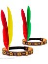 "NATIVE INDIAN HEADBAND WITH 2 FEATHERS" 2 colors ass.